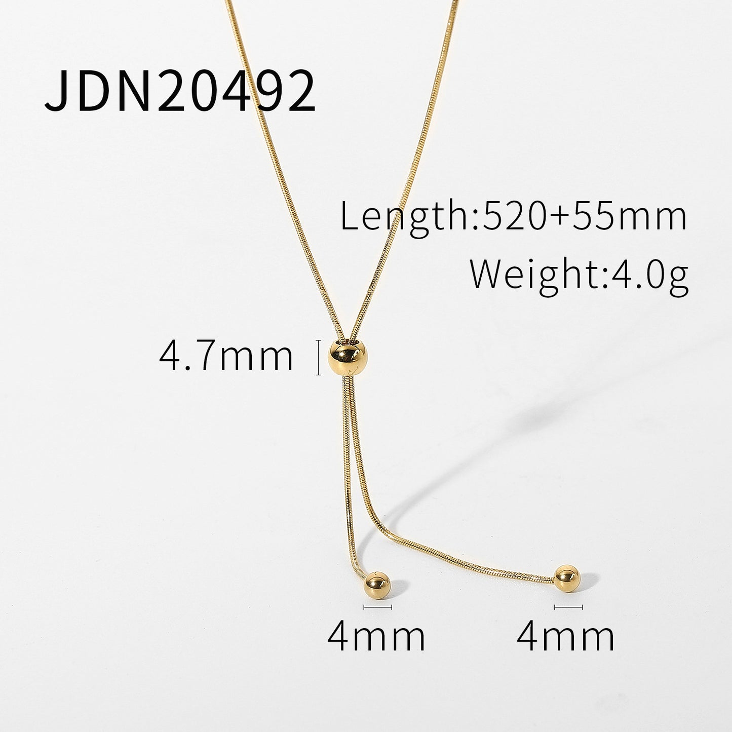 5pcs Fashion Necklace 14K Gold Snake Bone Chain Jewelry Minimalist Cartilage Stainless Steel Long Bead Chain Necklace For Women