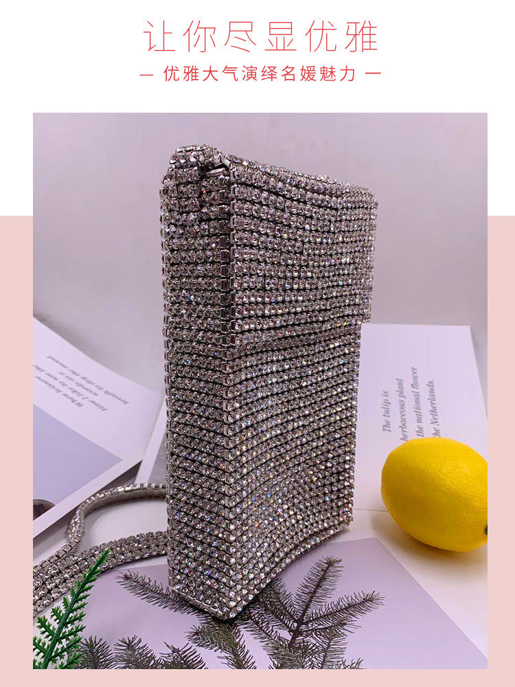 Summer New Popular Diamond-Encrusted Niche Diy Dinner Party Pearl Hand-Held Diagonal Banquet Bag