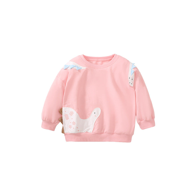 Long-Sleeved Girls' Hoodie Cute Pink Children's Hoodie Autumn Cotton Long-Sleeved Top
