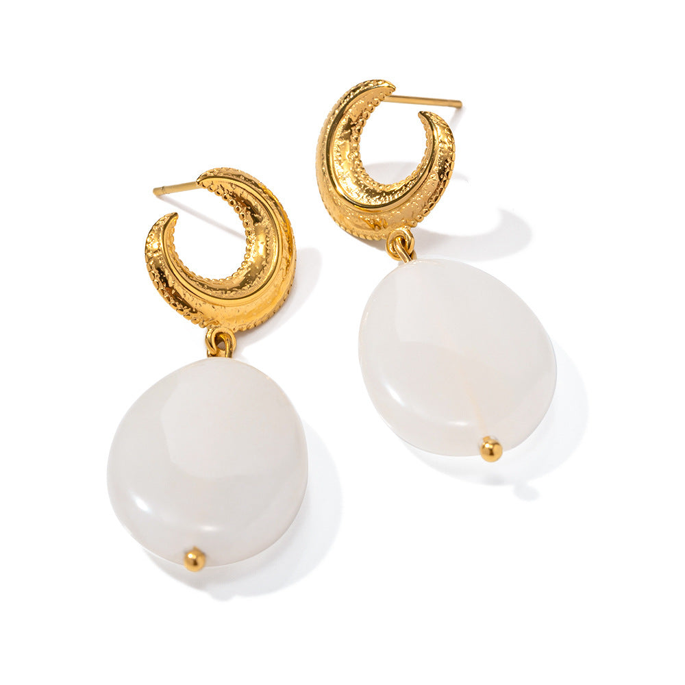5pcs 18K Gold Stainless Steel Moon Studs Pendant Earrings All Matching Earrings