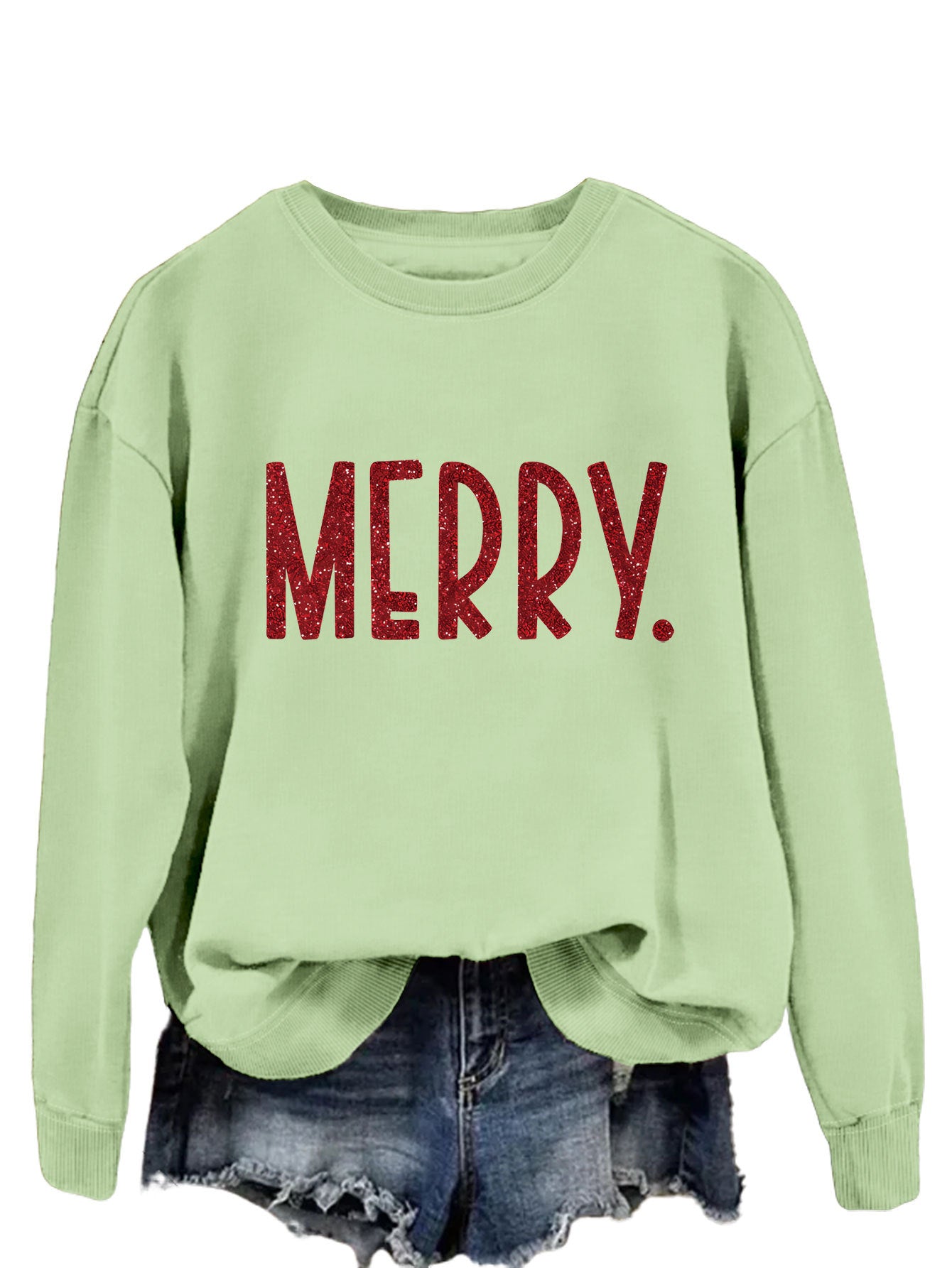 Merry Fashion Print All Round Neck Long Sleeve Hoodie