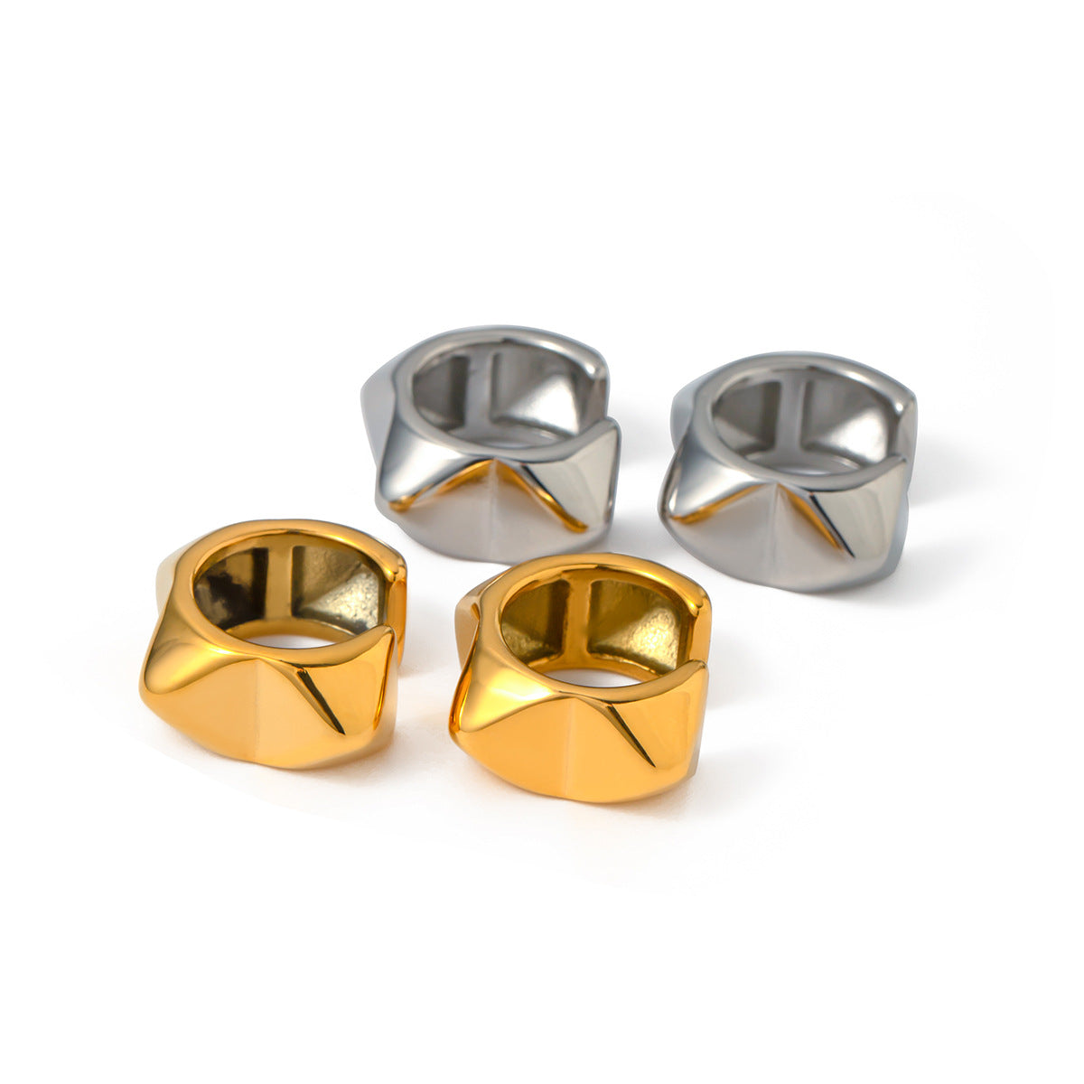 5pcs New 18K Gold Stainless Steel Stud Earrings Stainless Steel Jewelry Fashion Personality Accessories For Women