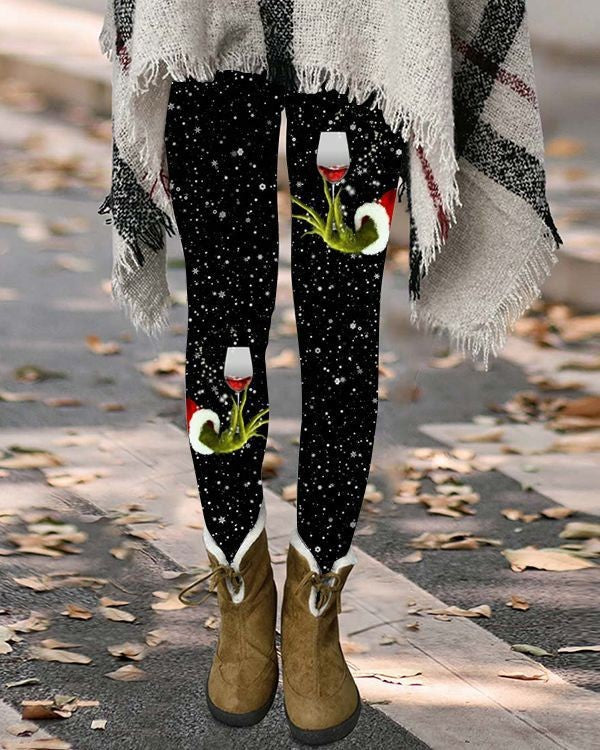 Christmas Printed Leggings Christmas Tree Sequin Printed Yoga Pants