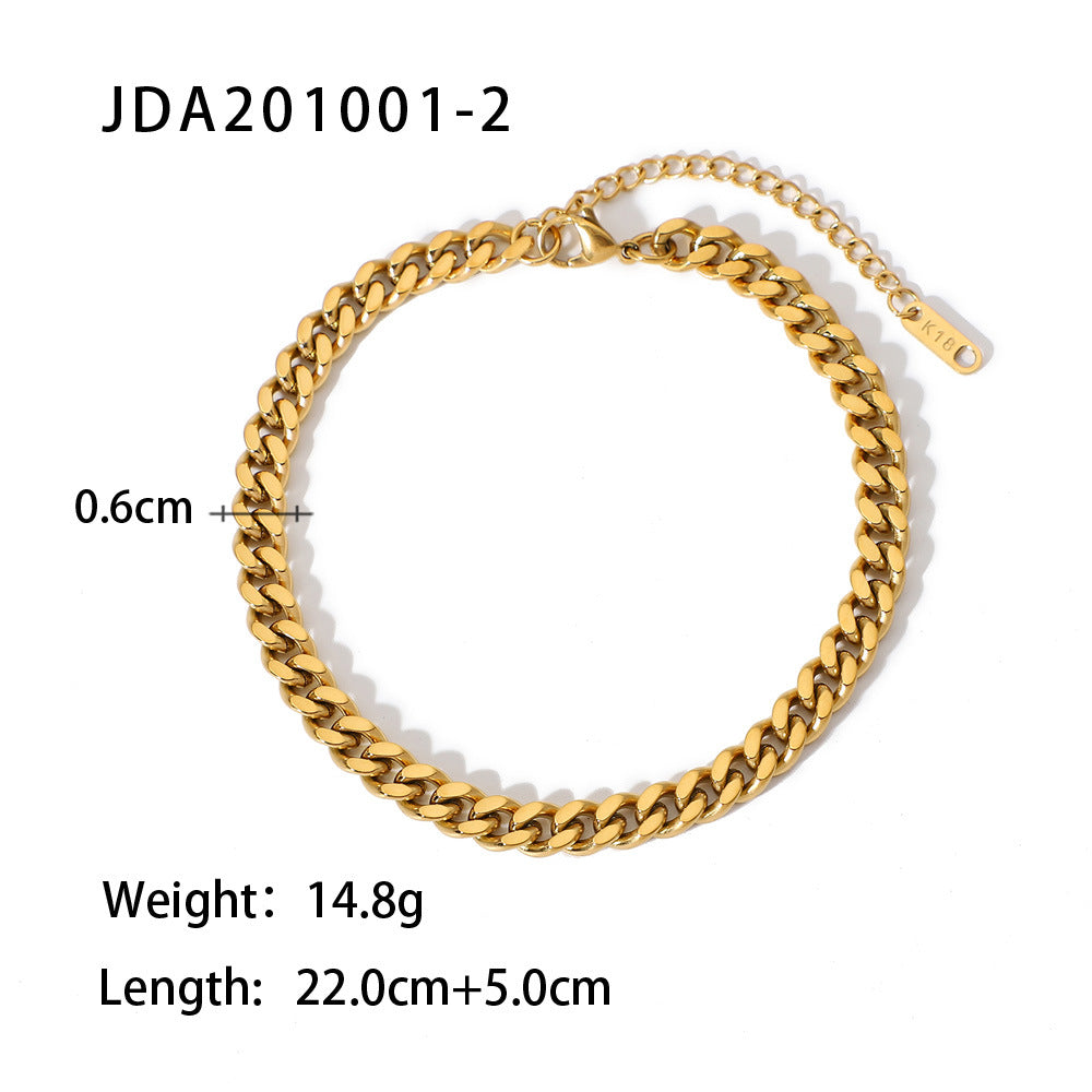 5pcs Fashion Anklet Hip Hop Personality Cuban Anklet Women 316L Stainless Steel Foot Accessories