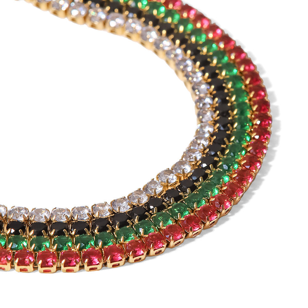 5pcs Stylish New Bracelet 14K Gold Studded With Zircon Stainless Steel Bracelet Temperament Retro Hand Bracelet Women