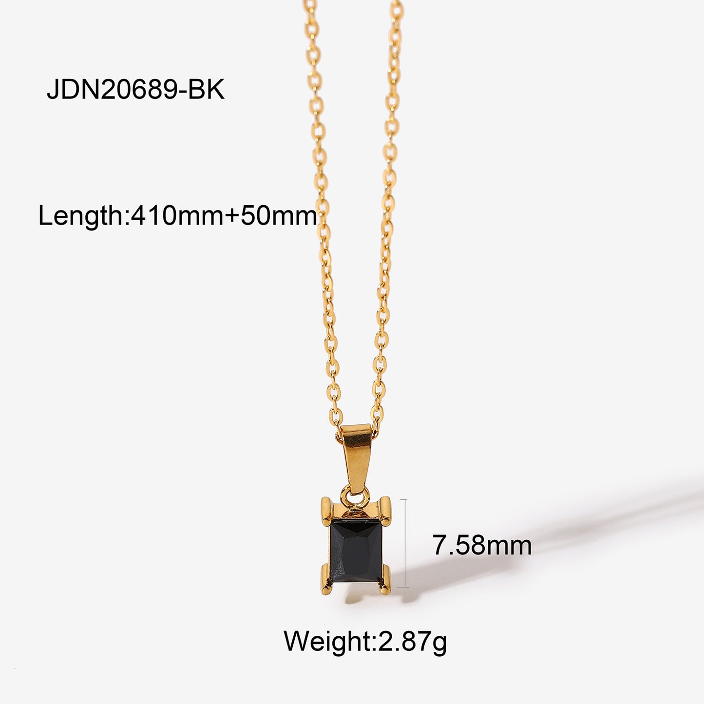 5pcs Fashion Style Necklace Square Zircon Pendant Necklace Stainless Steel Jewelry 18K Gold Necklace