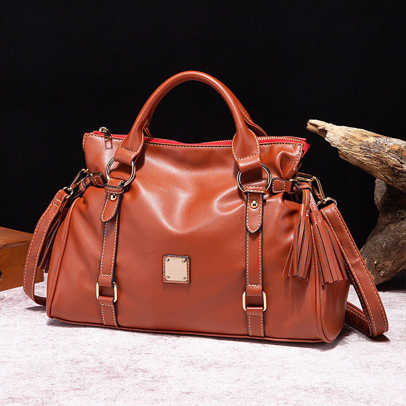 Retro Shou Worker Plant Soft Hand Bill Shoulder Crossbody Commuter Women's Bag
