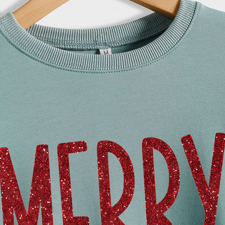 Merry Fashion Print All Round Neck Long Sleeve Hoodie