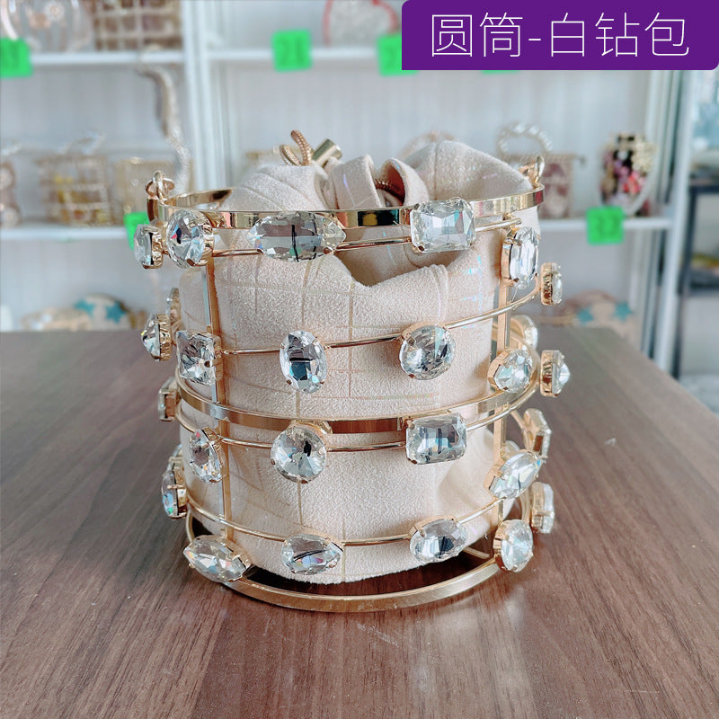 Summer New Popular Diamond-Encrusted Niche Diy Dinner Party Pearl Hand-Held Diagonal Banquet Bag