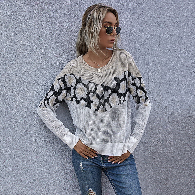 Women's Autumn Top Zebra-Print Long-Sleeved Fashion Loose Sweater Female Autumn