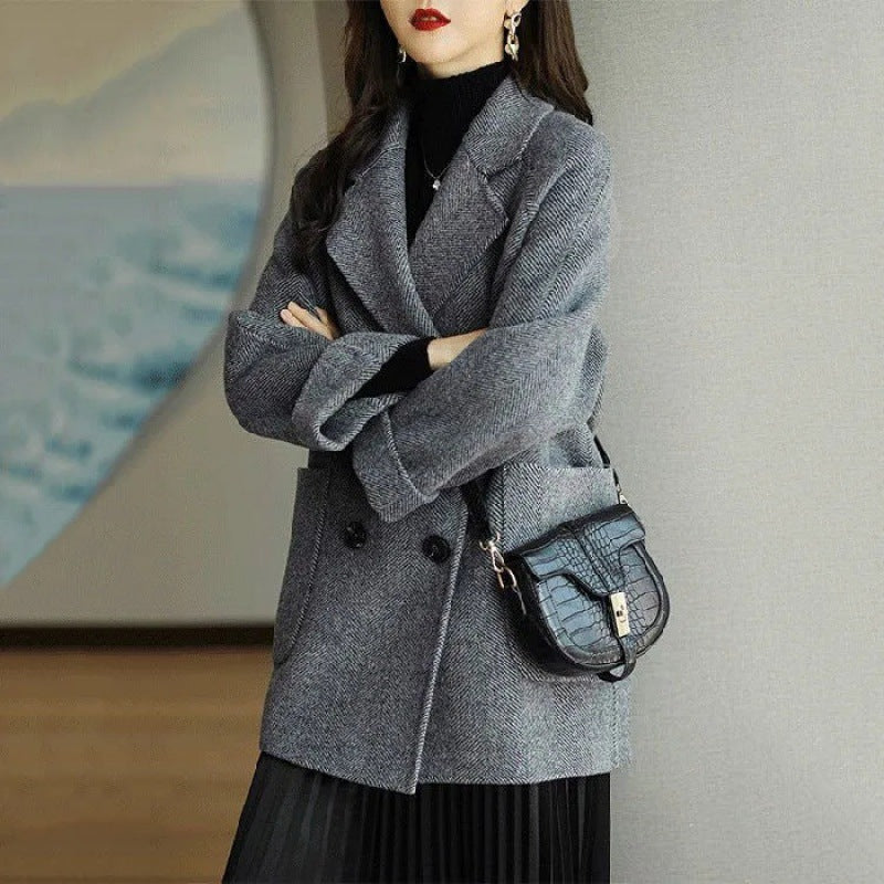 Medium Long Woolen Coat For Women Autumn And Winter New Loose Thin All With Style Woolen Coat Tide Thick