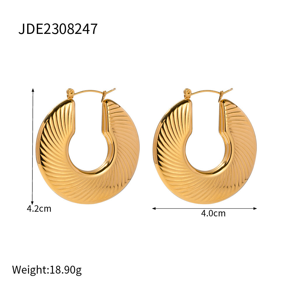 5pcs 18K Gold Stainless Steel Piece Pattern Earrings Studs Superior Sense Simple Titanium Steel Earrings Earrings