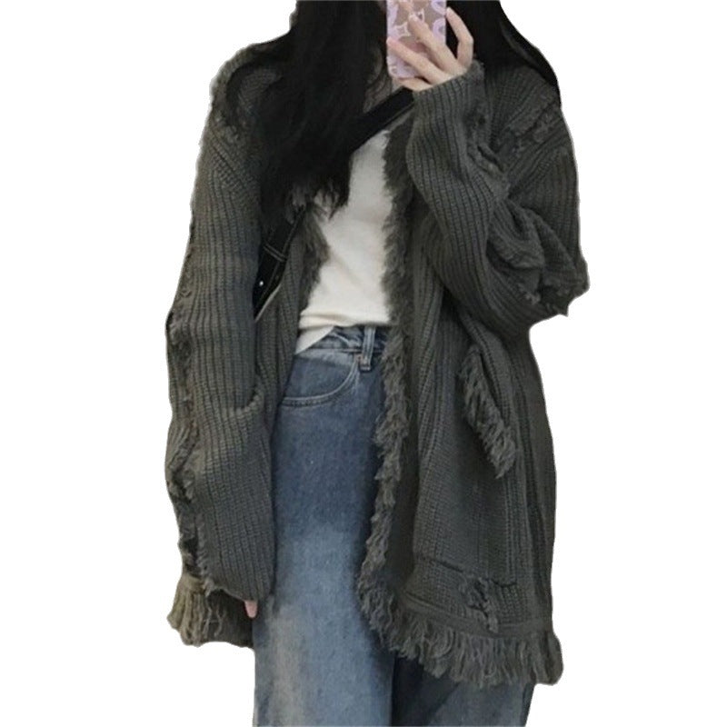 Sweater Version Lazy Wind Loose Knitted Sweater Female Autumn New Design Sense Of Minority Top Woman