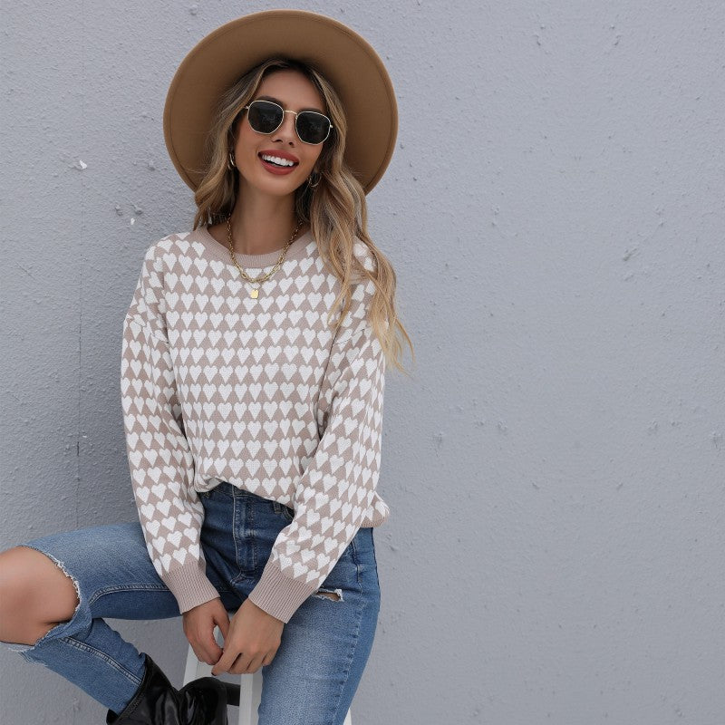 Autumn Winter Casual Women's Loose Long-Sleeved Fashion Love Women's Sweater