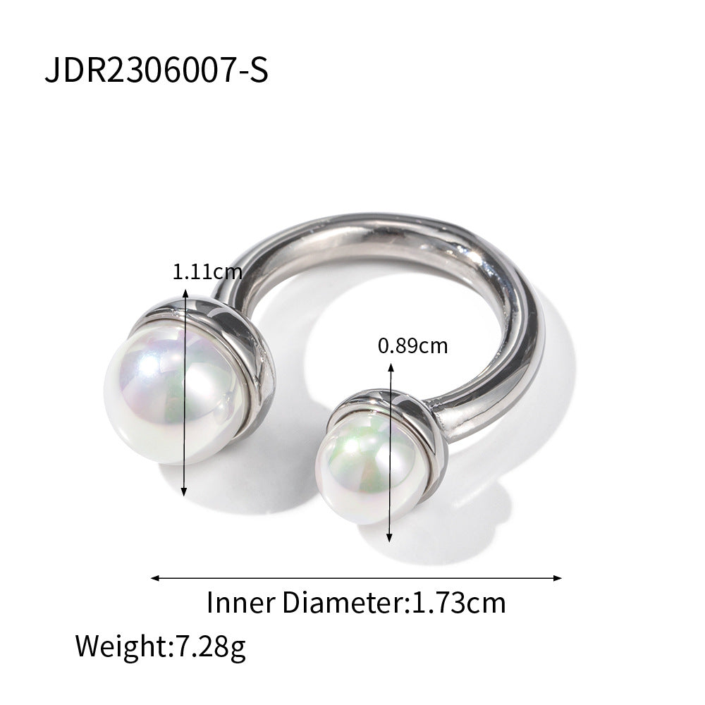 5pcs 18K Gold Stainless Steel Pearl Size Open Ring Ring Does Not Fade Ring