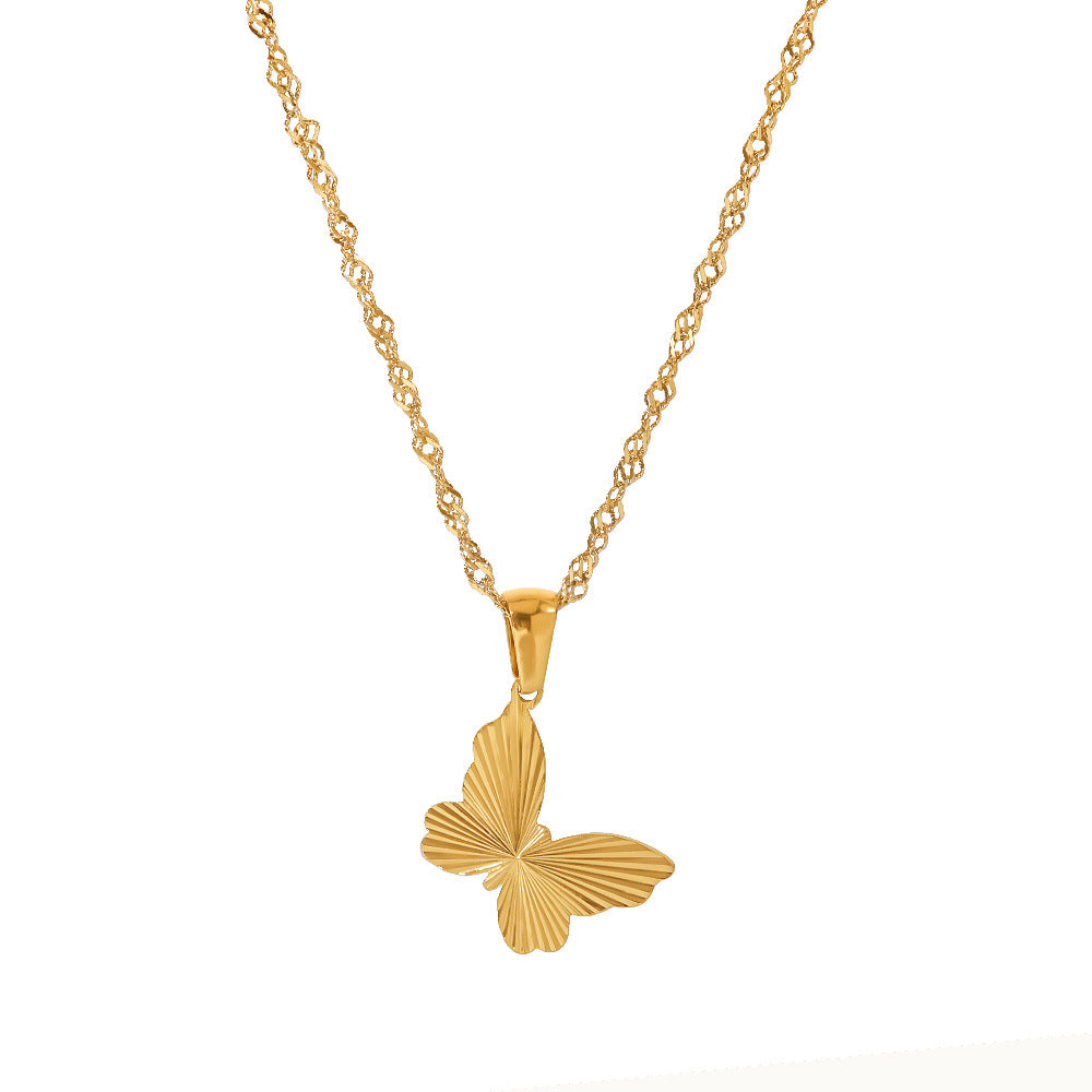5pcs Niche Independent Packaging 18K Stainless Steel Butterfly Shaped Pendant Necklace