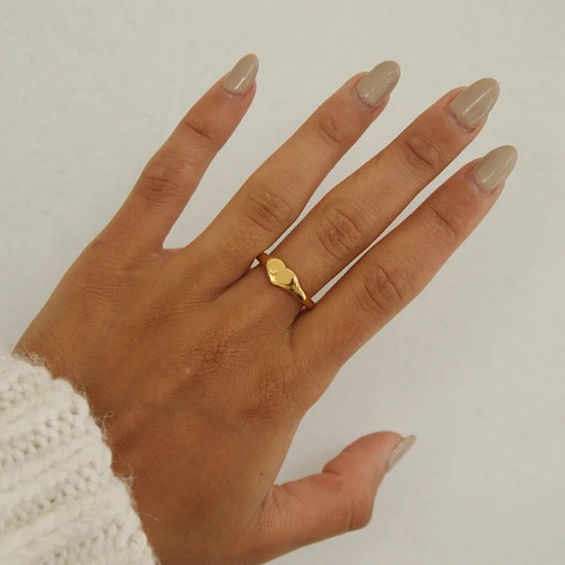 5pcs Thick Hollow Heart Ring Love Ring 18K Gold Plated Stainless Steel Chunky Ring Woman