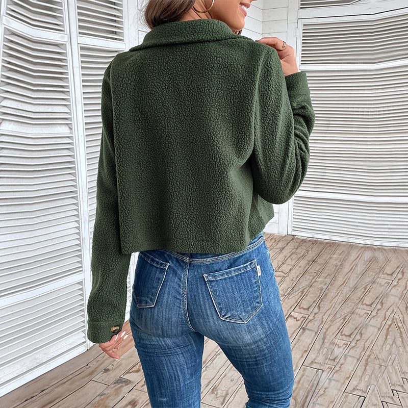 Autumn New Women's Solid Color Fleece Coat