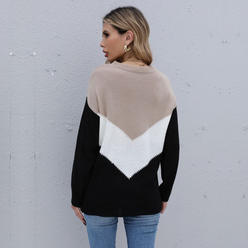 Fashion Women's Autumn Long Sleeve Stitching Half Turtleneck Bottom Sweater
