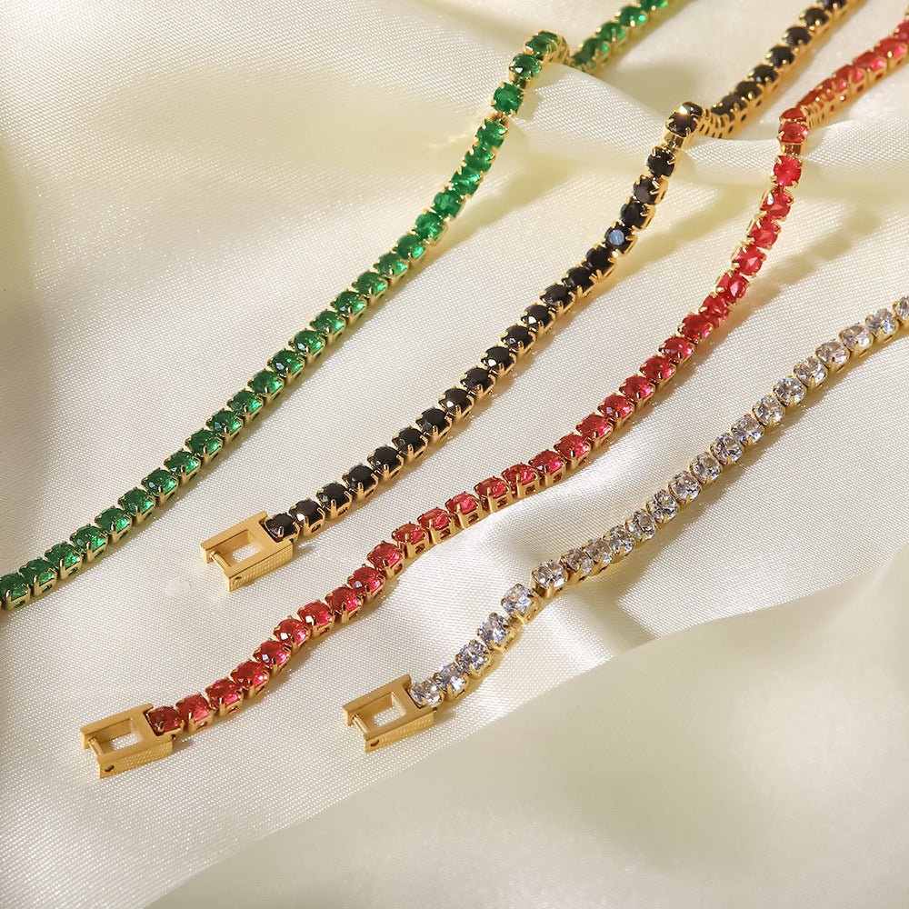 5pcs Stylish New Bracelet 14K Gold Studded With Zircon Stainless Steel Bracelet Temperament Retro Hand Bracelet Women