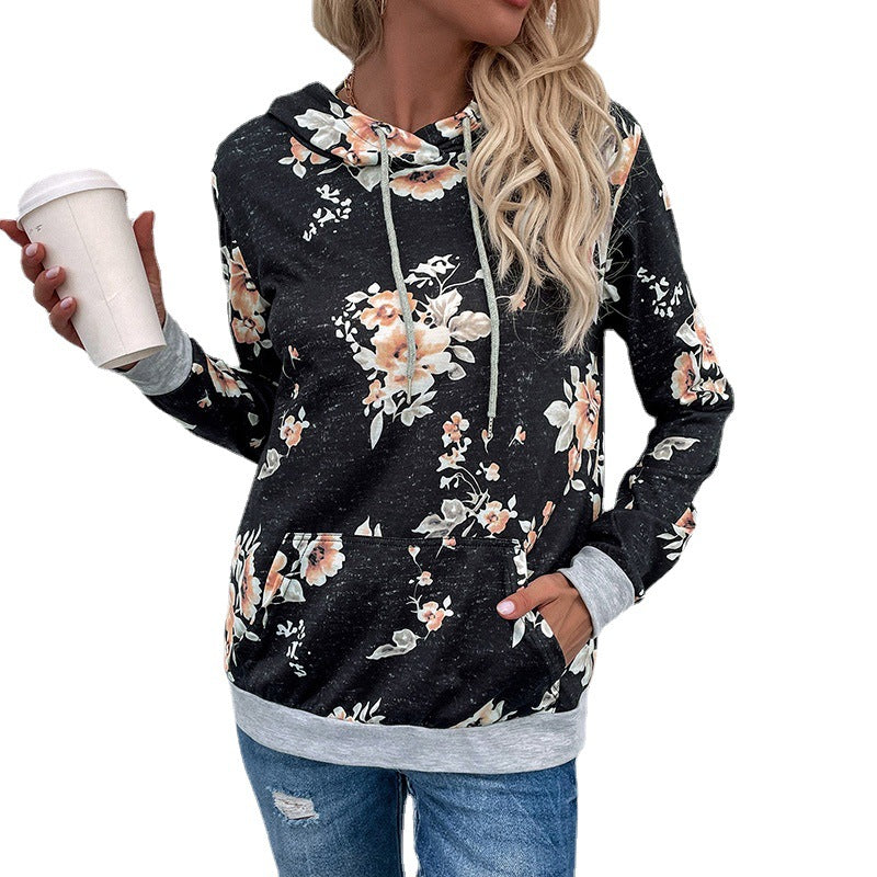 New Autumn New Women's Pullover Print Pocket Hoodie