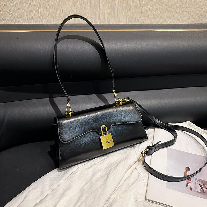 Fashion Baguette Bag New Style Small Shoulder Underarm Bag Simple Texture Crossbody Shining Female Bag