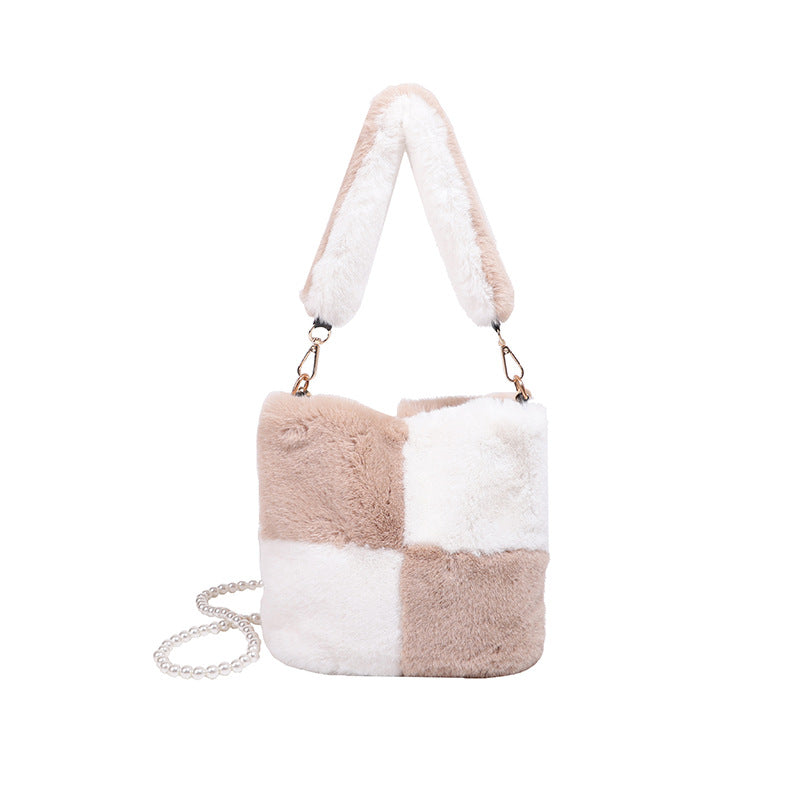 New Matching Color Imitation Mink Plush Lady Handbag Version Of Fashion Simple Lady Small Bag Fur Bag