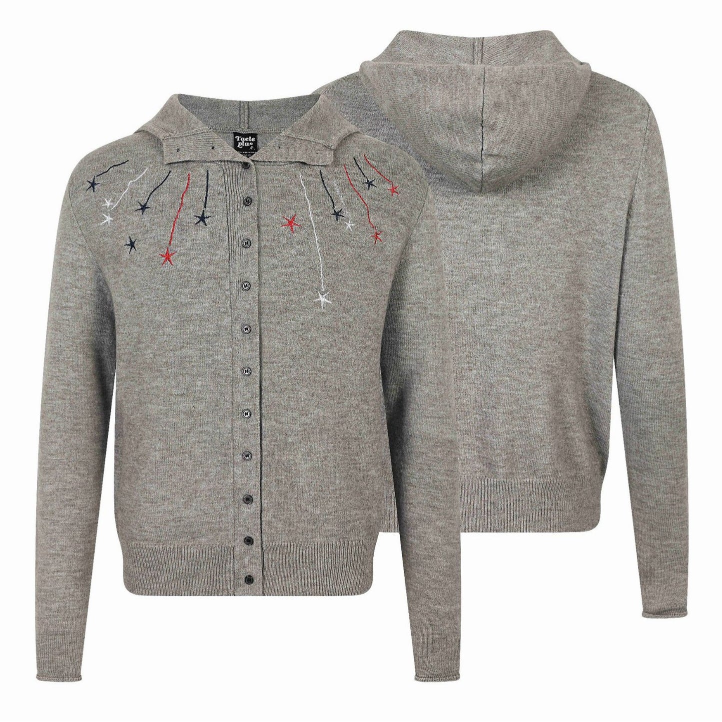 Knit Hooded Star Meteor Embroidery Cardigan High Neck Sweater Men