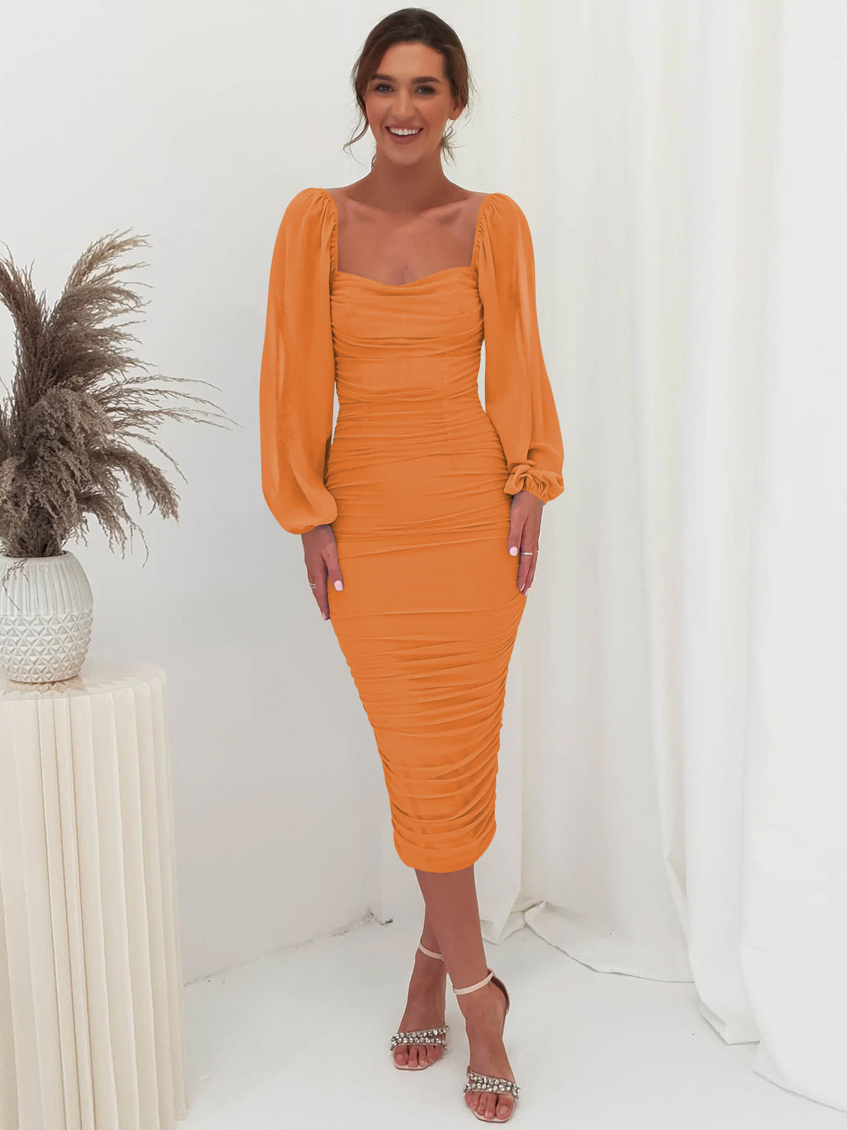 Lace Patchwork Dress Toast Dress Square Collar Slit Skirt Skirt Light Dress Bridesmaid Dress