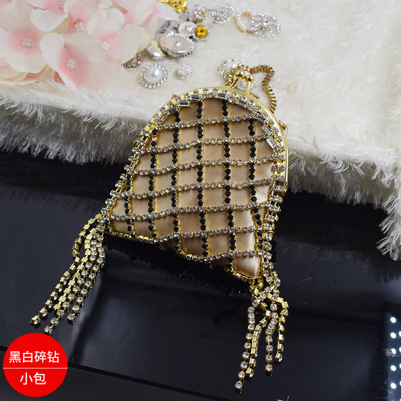 Summer New Popular Diamond-Encrusted Niche Diy Dinner Party Pearl Hand-Held Diagonal Banquet Bag
