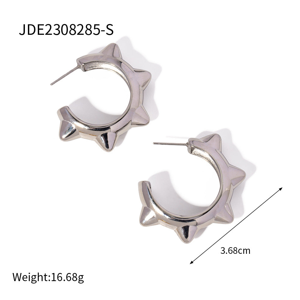 5pcs Jie Ding Designer Titanium Steel Punk Earrings Stud New Fashion Temperament Niche Design Female Earrings