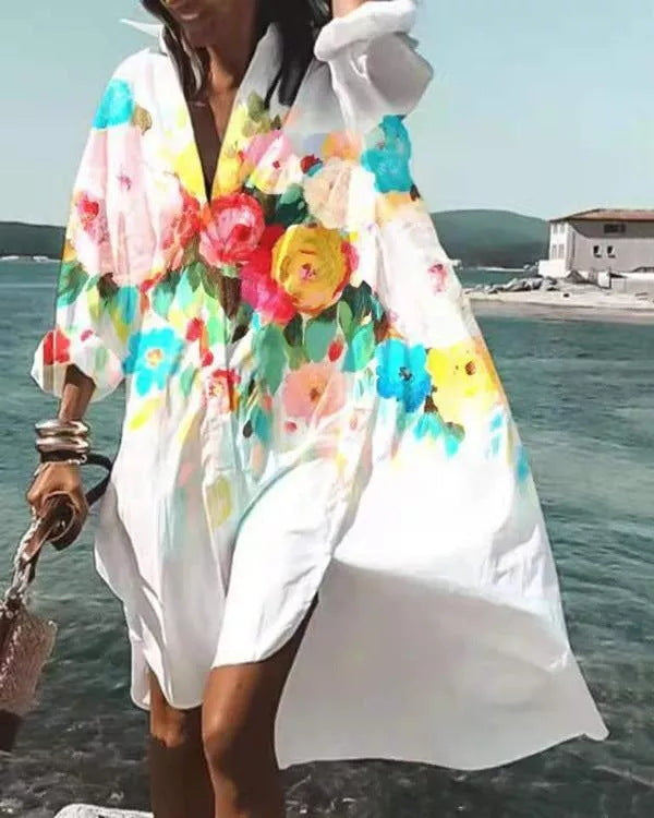 Women's Clothing Spring New Fashion Temperament Print Loose Shirt Dress A Generation