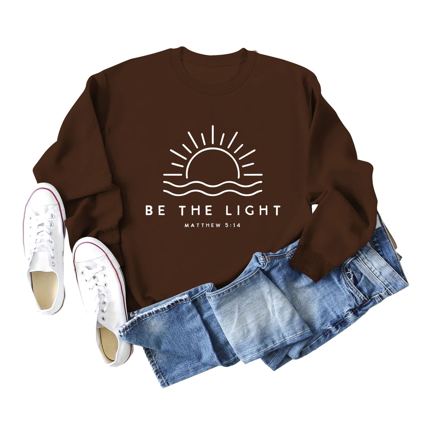 Fun Casual Be The Light Matthew Loose Long-Sleeved Hoodie For Women