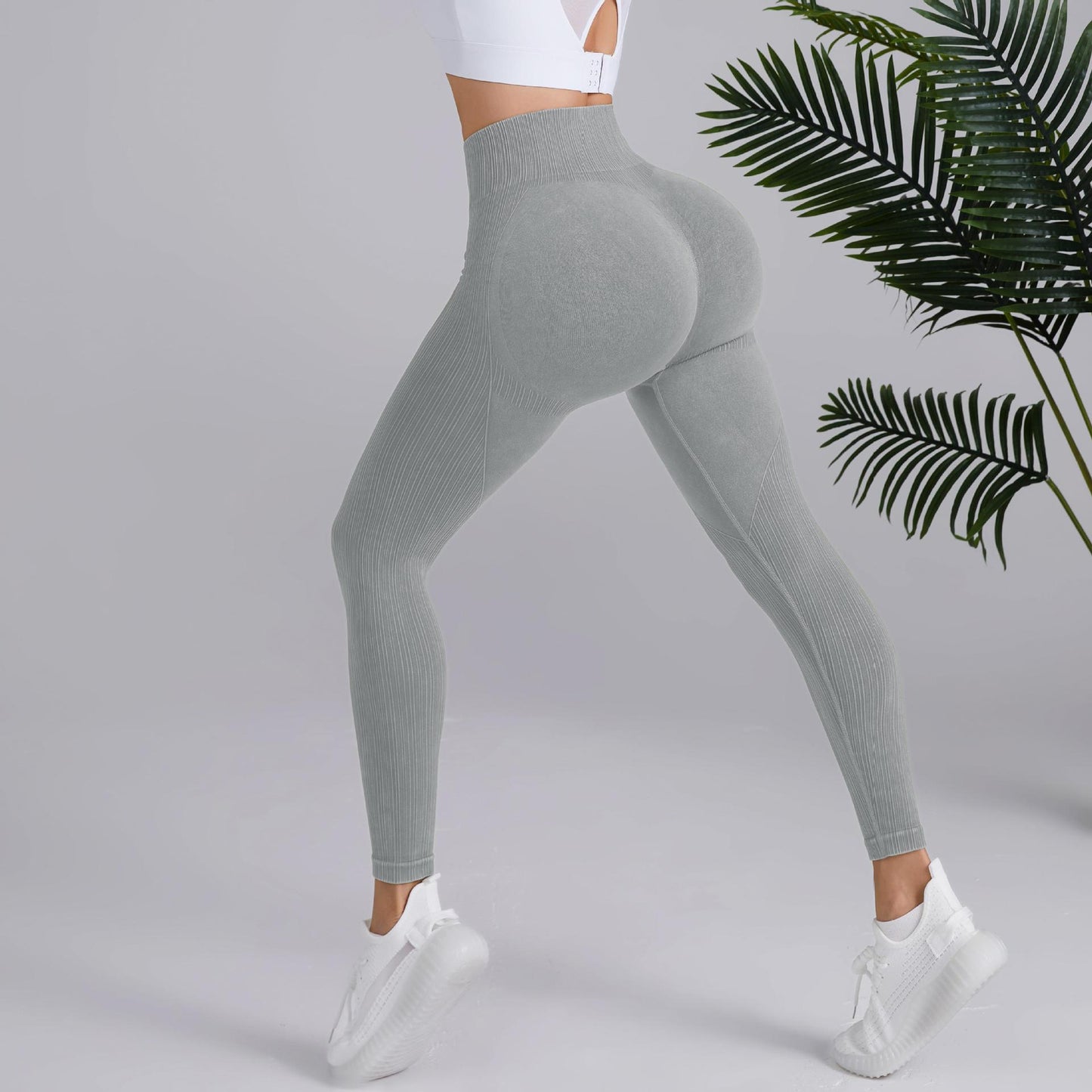 Sand Wash Seamless Yoga Pants High Waisted Peach Hip Lift Fitness Pants Women's Running Wash Scrub Tight Sweatpants