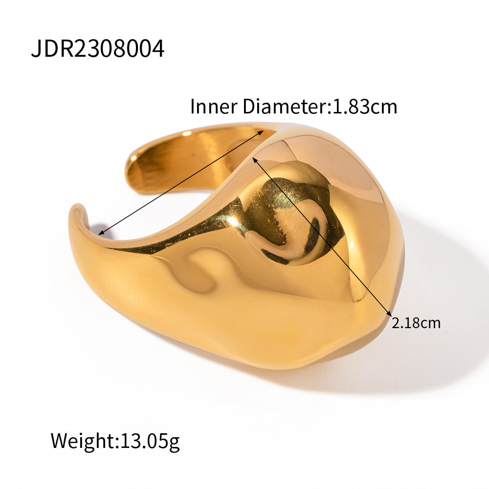 5pcs 18K Gold Stainless Steel Chubby Open Ball Hammer Ring Accessories For Women
