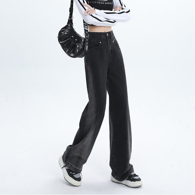 High-Waisted Wide-Leg Jeans For Women Loose-Looking Skinny Men Mopping Narrow Straight Leg Pants Autumn
