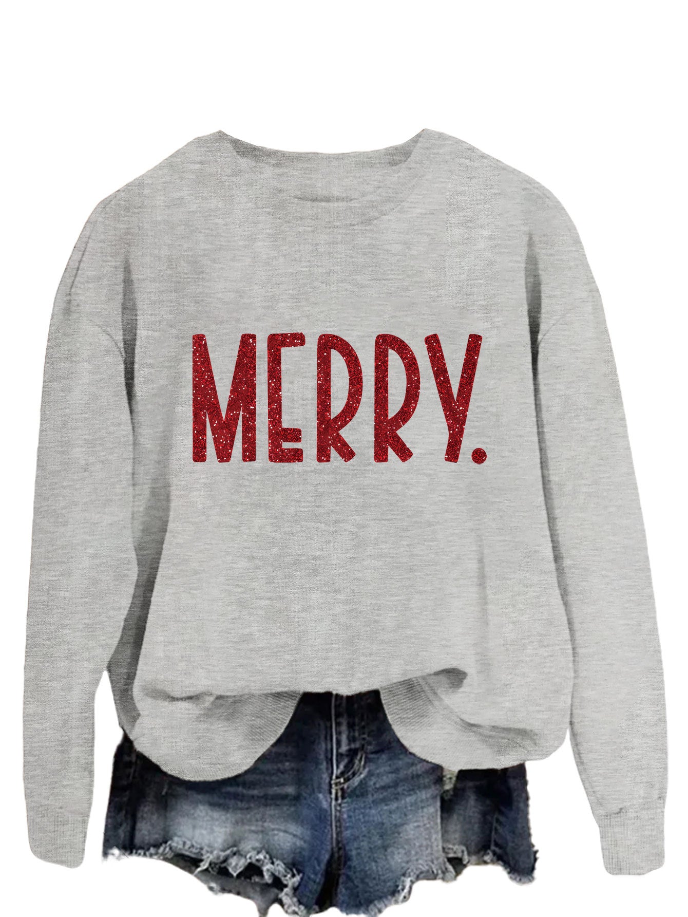 Merry Fashion Print All Round Neck Long Sleeve Hoodie