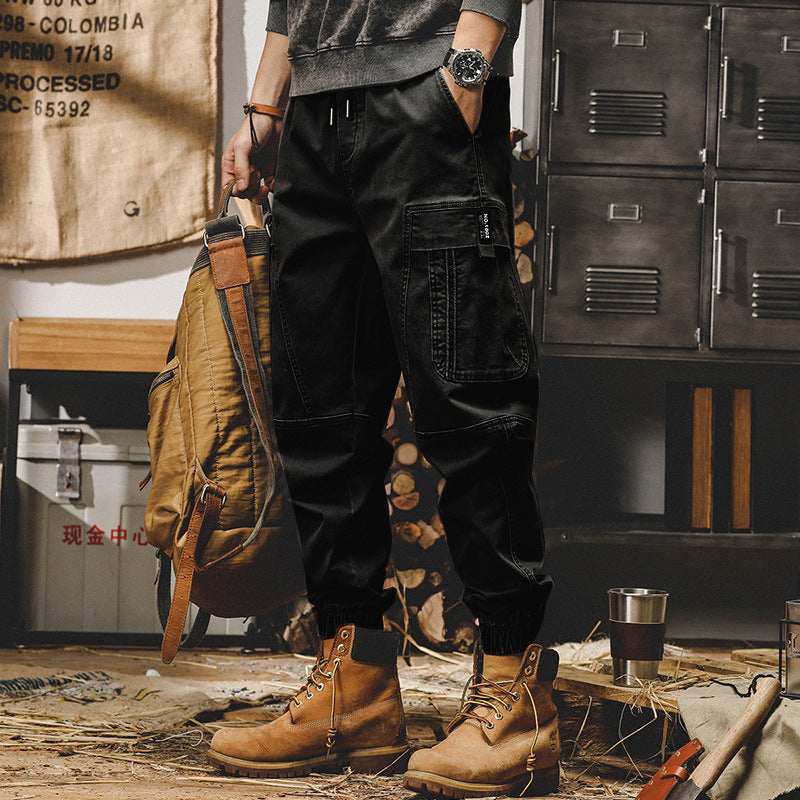 Heavy Vintage Cargo Pants Men Loose Straight Tube Spring And Autumn Casual Pants Men Wide Legs Large Size Corset Pants