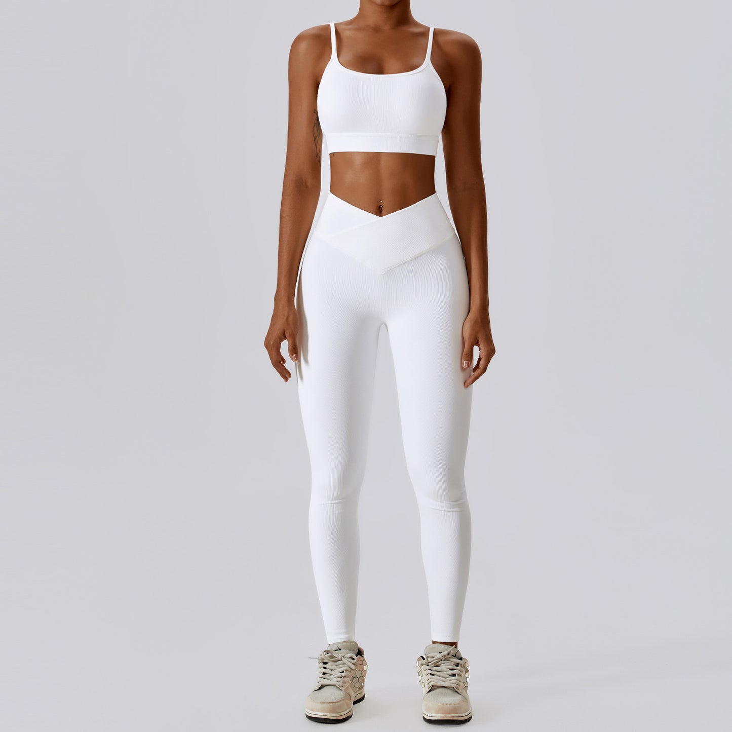 Zectron Thread Abdominal High Waist Beauty Back Yoga Set Quick Dry Gathering Hip Lift Tight Fitness Sports Set