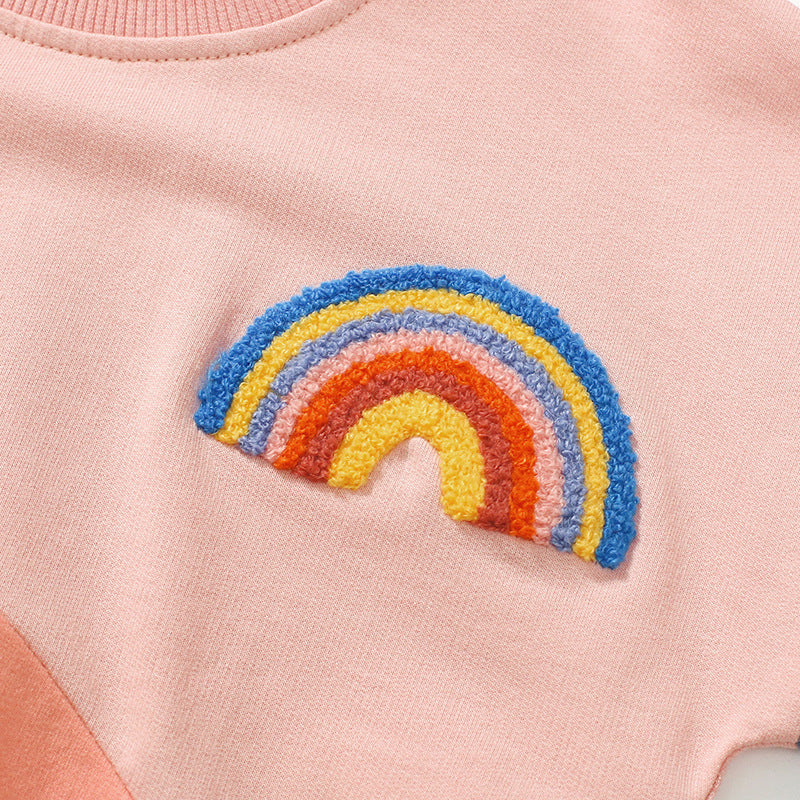 Long Sleeve Hoodie Set For Girls Fall Towel Embroidered Children's Cute Children's Set
