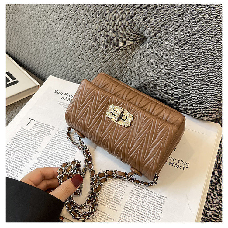 Niche High-Grade Folding Small Square Bag New Chain Underarm Bag Single Shoulder Hand Crossbody Bag Female Bag