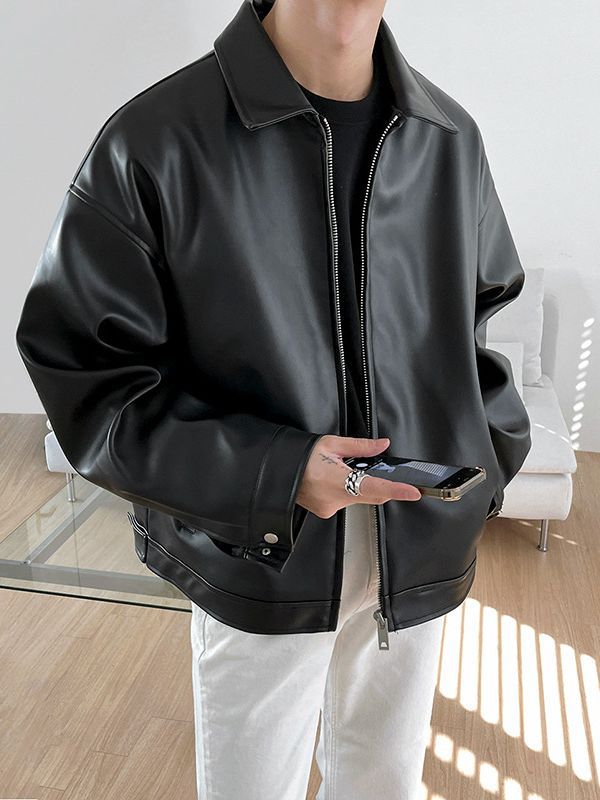 Leather Coat Men Spring New Autumn Pu Leather Casual Baseball Jacket Motorcycle Jacket