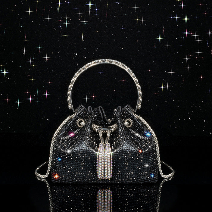 Diamond Bag Female Summer Full Diamond Bucket Bag New Diamond Fringed Hand Bag High Quality Crossbody Handbag