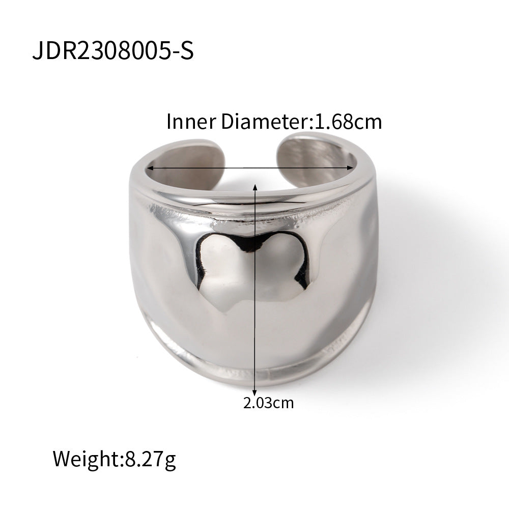 5pcs 18K Gold Stainless Steel/Chubby Oversized Lip Double Sided Ring Women's Accessory