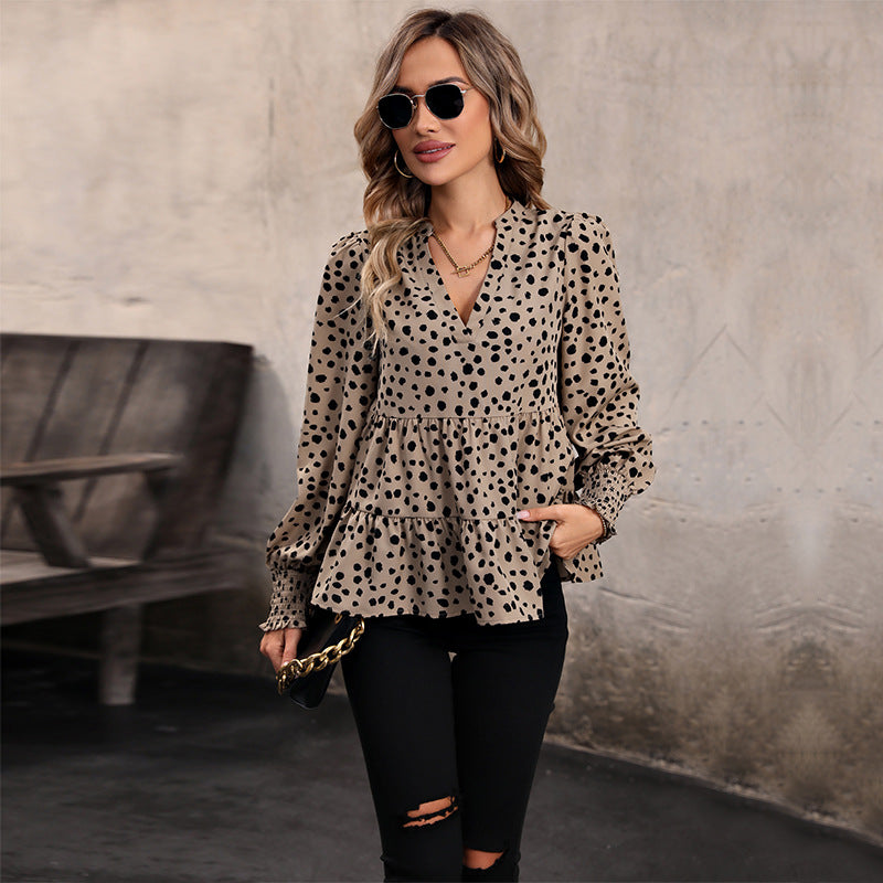 Autumn Fashion Women's Long-Sleeved Leopard Shirt For Women