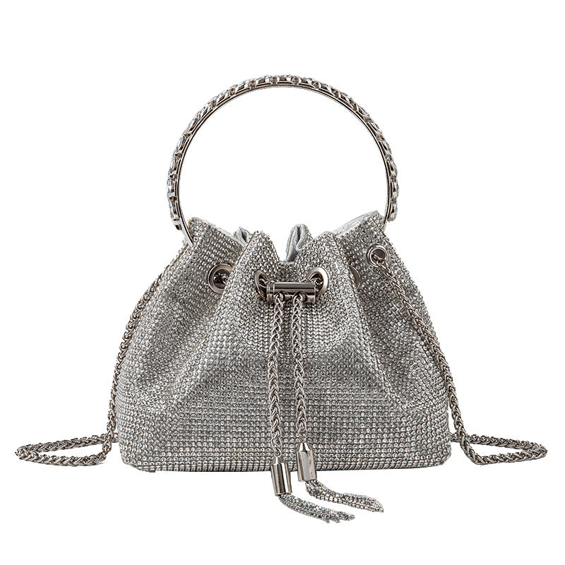 Diamond Bag Female Summer Full Diamond Bucket Bag New Diamond Fringed Hand Bag High Quality Crossbody Handbag
