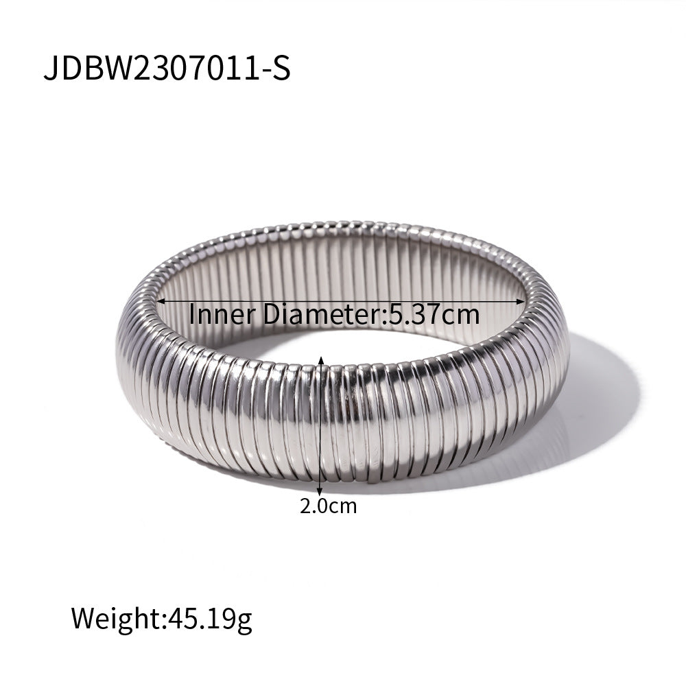 5pcs Light Luxury High-Grade Temperament Titanium Steel Single-Layer Elastic Snake Chain Bracelet Bracelet Decorated With Elastic Wide Bracelet