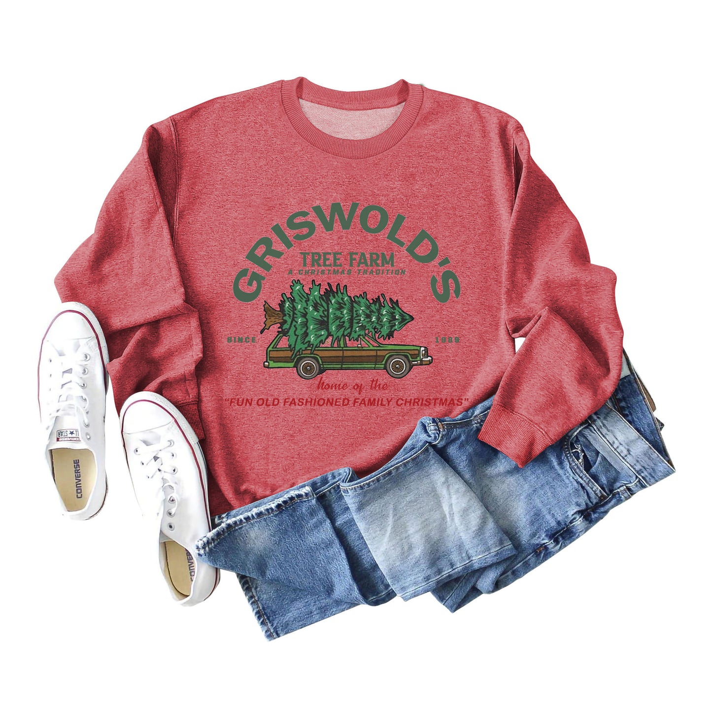 Griswold's Christmas Tree Letter Round Neck Long Sleeve Christmas Plus Size Women's Hoodie