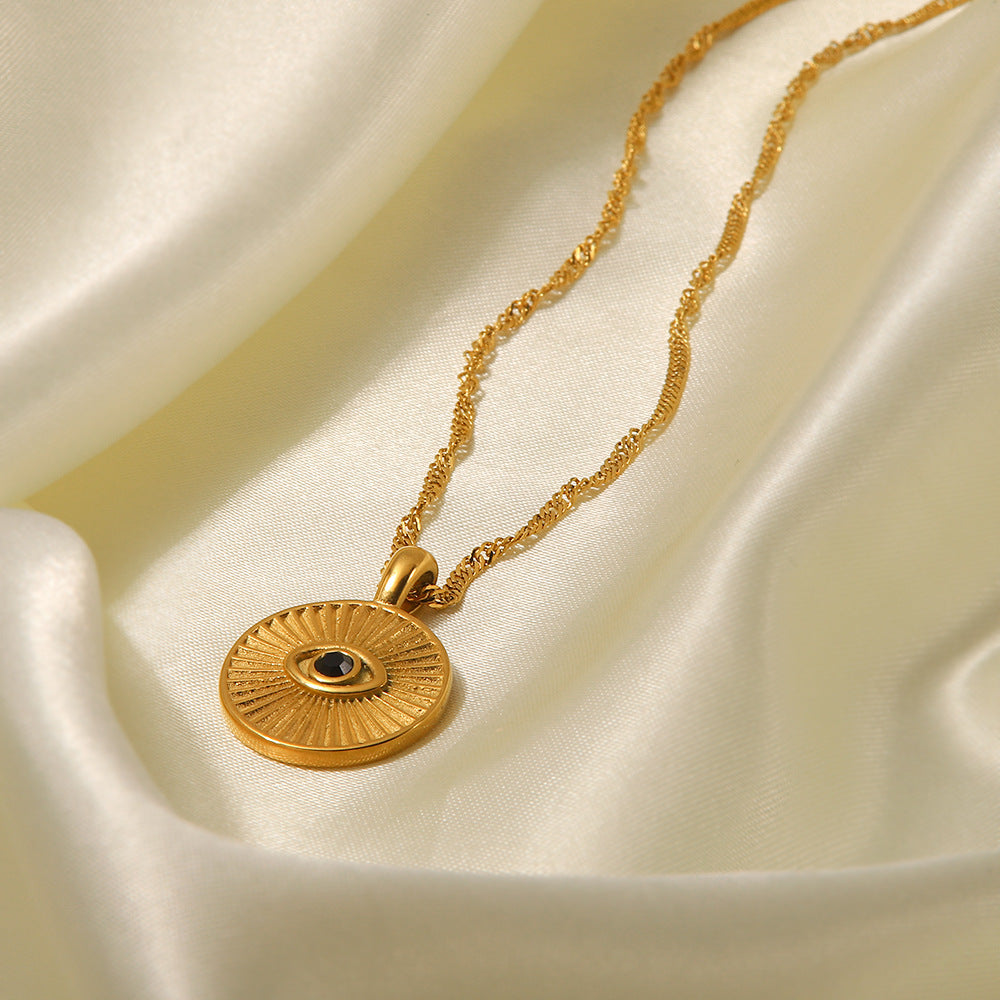 5pcs Niche Design Sense Clavicle Chain Pendant Simple Cold Gold-Plated Devil's Eye Necklace Women