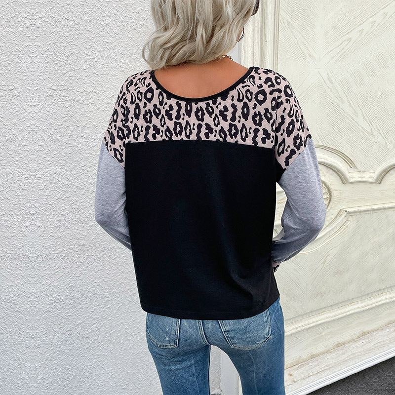 New Early Autumn Women's Street Pullover Round Neck Splicing Hoodie Women's Style